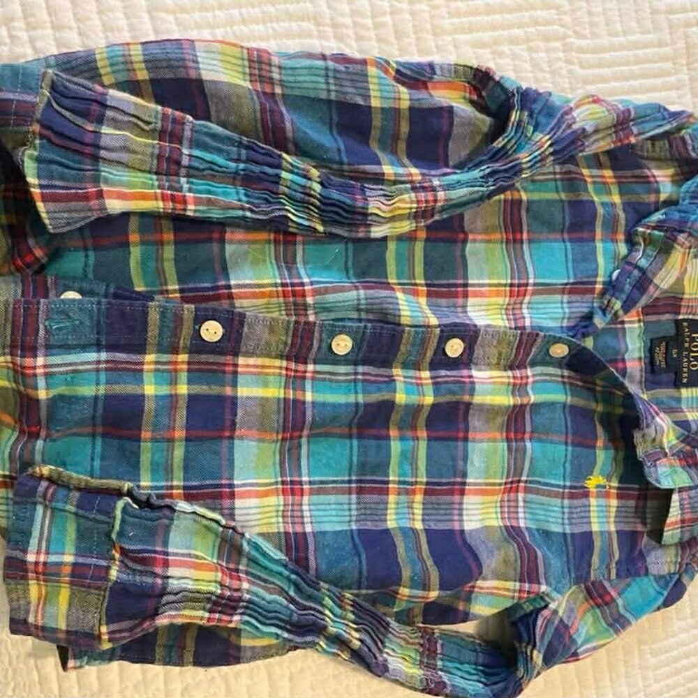 Ralph Lauren Polo Girls Size 6X Button Down-Plaid Shirt